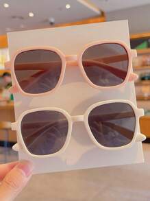 2 件装男孩女孩可爱不对称方形儿童时尚眼镜，仅展示卡片，不发货 - 彩色 - 查看 4