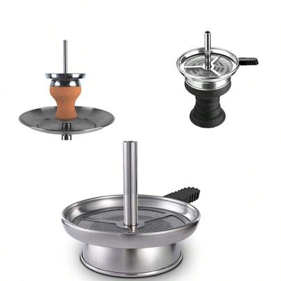 1pc Stainless Steel Charcoal Screen With Handle For Hookah, Ceramic Bowl, Charcoal Holder And Hookah Accessories