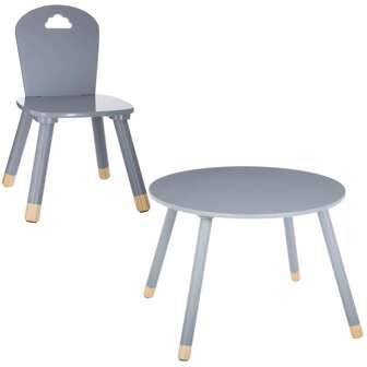 Well Home Set Tafel met stoel Grijs "Dulzura"