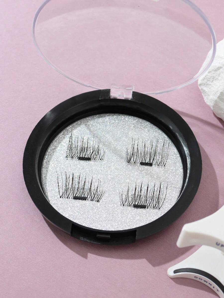 3D磁性假睫毛，手工单根磁性假睫毛，柔软3D自然纤长磁性假睫毛 - 黑色 - 查看 1