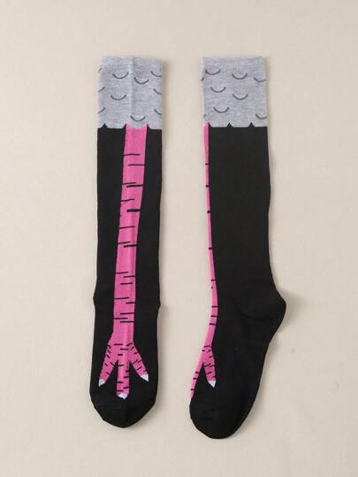 1pair Women's Comfortable And Fun Chicken Feet Long Socks For Spring And Autumn, Y2k