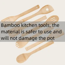 1PCPure Natural Bamboo Kitchen Utensils Bamboo Spatula Spoon Non-Stick Pan Cooking Spatula Bamboo Spatula Cooking Utensils - Multicolor - View 11