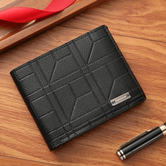 1 pièce Portefeuille court pour homme de haute qualité, jeunesse au motif de litchi, porte-monnaie à fermeture éclair, grande capacité avec fentes pour cartes multiples, style décontracté professionnel, cadeau d'anniversaire, cadeau de remise des diplômes, cadeau pour la fête des pères