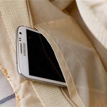 New Woven Straw Bag With Floral Handle - Handheld Wicker Tote Bag For Beach - Beige - View 10