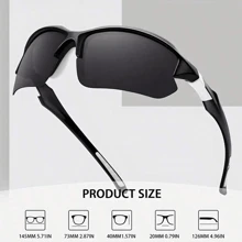 Kính thời trang phân cực thể thao dành cho nam, thích hợp cho đạp xe, chạy bộ, câu cá, kính bảo vệ ngoài trời nhẹ, thường ngày - Phim xám khung đen trắng - Xem 4