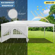 Gazebo 3x6 With Side Walls, Folding Pavilion 3x6 Waterproof, Stable, Winterproof With Bag With Wheels, 4 Sandbags, Easy To Set Up Folding Tent For Outdoor Party, Garden, Event - 白色 - 查看 2