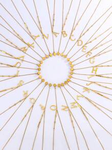 Collar dorado con colgante de borla minimalista de moda con letra de cubo de 26 piezas con estilo europeo y americano INS para mujer, hecho de acero inoxidable con baño de 18K, antidesvanecimiento, adecuado para uso diario y de festival en verano