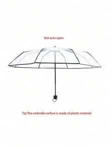 1 pieza Paraguas plegable transparente de PVC con 8 varillas reforzadas, paraguas plegable para fotografía al aire libre y viajes, artículo esencial de viaje, accesorios de viaje, accesorios para automóvil, accesorios al aire libre, estuche para avión, artículos útiles, artículos esenciales de verano, accesorios de oficina - Multicolor - Ver 7
