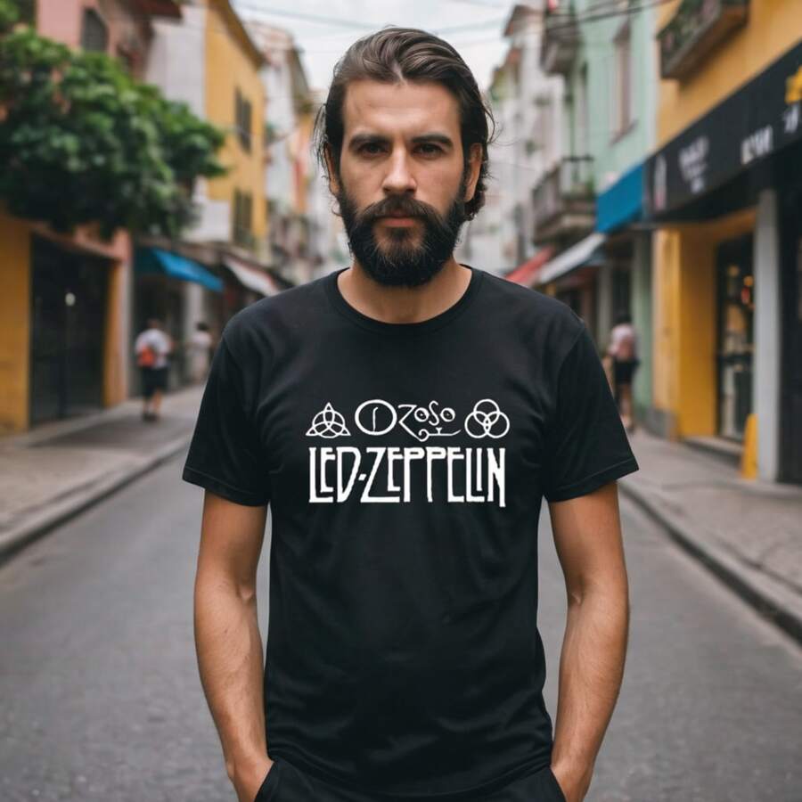 Camiseta Masculina - Led  Zeppelin- Camisa Rock - Preto - Visão 1