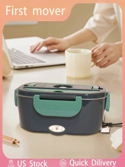 Caja de almuerzo eléctrica calentadora de alimentos portátil para coche y hogar - A prueba de fugas, calentador de almuerzo para microondas para camioneros con contenedor de acero inoxidable extraíble de 1.5 L, 110V/12V
