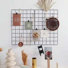 Wall Grid Panel Wire Photo Wall Pictures Display Board With Accessory Wall Storage Organizer Memo Board Over Desk Decor For Home, Office And Dorm,Home Decor ,Room Decor,Wall Decor Gifts Birthday Graduation - Black - View 1
