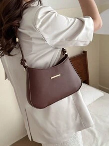Mode Minimalistische Stijl Eenvoudige Vrouwen Schoudertas, Oksel Handtas, Kleur Blok Zwart En Wit Vrouwen Crossbody Tas