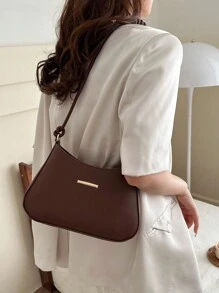 Mode Minimalistische Stijl Eenvoudige Vrouwen Schoudertas, Oksel Handtas, Kleur Blok Zwart En Wit Vrouwen Crossbody Tas
