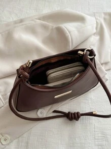 Mode Minimalistische Stijl Eenvoudige Vrouwen Schoudertas, Oksel Handtas, Kleur Blok Zwart En Wit Vrouwen Crossbody Tas