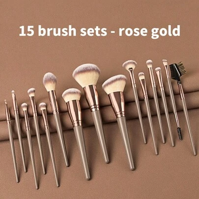 15/10/7件套玫瑰金便携式化妆刷套装，初学者眼影粉刷套装，全套化妆工具，化妆刷套装，化妆刷套装，化妆刷套装，全套化妆套装，化妆刷套装，全套化妆工具，化妆刷套装，化妆刷套装，化妆礼品套装，赠品，专业化妆刷，全套化妆工具