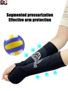 1pair Black Spandex Volleyball Arm Sleeves, Compressed Breathable Arm Guards For Men, Women, And Youth, Volleyball Training Protective Gear