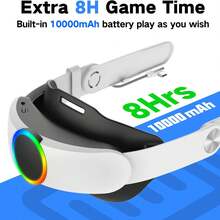 VR Head Strap With Battery For Oculus Quest 2, 10000mAh Battery Pack For Extended 8 Hrs Of Playtime, Fast Charging VR Power, Adjustable  Strap Enhanced Support And Balance In VR ,Halloween Gifts For Friends And Family - White - View 3