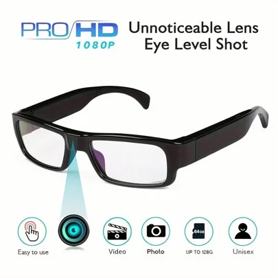 FULUXIANG 1pc Smart Glasses With Camera, 1080P HD Glasses Camera, Sunglasses Digital Video Recorder Eyes Protection DV Sports Action Camera Outdoor Cycling Sport Eyeglasses, Portable Camera Ultra Clear Camera Glasses With Memory Card For Sport Indoor Outdoor Security, Office, Meeting, Business, Home Security