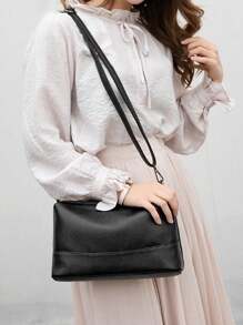 Multi-Pocket And Compartment Crossbody Bag - Black - View 8