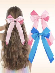 2 件蝴蝶结发带撞色蝴蝶结发夹长尾蝴蝶结发饰鳄鱼夹可爱蝴蝶结发饰适合少女礼物