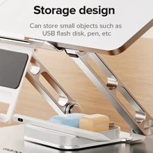 Llano鋁合金筆記本電腦支架360°旋轉升降可折疊桌面支架帶手機架 - 銀色 - 查看 5