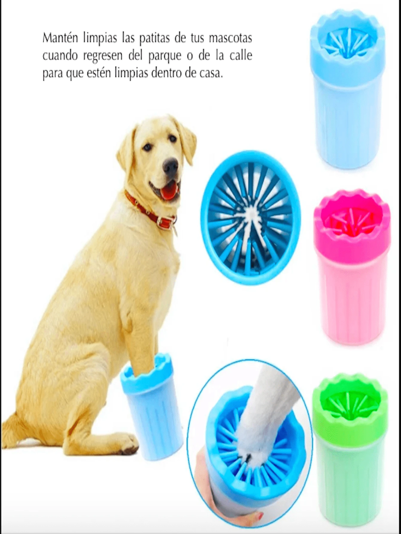 Limpiador de Patas para Perro y/o Gato Varios Colores, Vaso Limpiador de Patitas, Cepillo de Limpieza de Silicona Para Mascotas. - Multicolor - Ver 1
