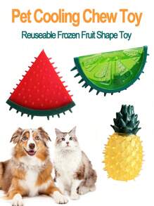 1 pieza/2 piezas/3 piezas Juguete para mascota con sonido, lindo juguete para masticar con forma de fruta para refrescarse en el verano