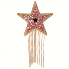 1 grote, nieuwe, veelkleurige, vijfhoekige stervormige kwast
met kristallen strass-steentjes voor hittereparatie, decoratief strijkijzer
voor kleding, schoenen en hoeden, en DIY-patroonaccessoires voor bagage