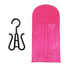 1入組假髮防塵收納袋，附衣架和透明窗的布質保護套，家庭和旅行髮片理想保護用品，附黑色掛鉤，旅行必備品 - 玫紅色 - 查看 6