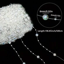 1 szt. (8+3mm) girlanda z koralików, sznurek perłowy w kształcie gwiazdy, długość 5 metrów na ślub, dodatki do włosów panny młodej, dekoracja na Boże Narodzenie, bukiet walentynkowy, odzież/dekoracja ogrodu, wielokolorowe perły - Wielokolorowe - Zobacz 12