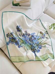 1 pièce Écharpe pour femme de style français de peinture Van Gogh élégant de fleur satinée d'imitation de soie, 70*70cm carré rétro chic écharpe décontractée décorative pour le cou, accessoire inspiré par Monet à la menthe, écharpe artistique avec styles multiples, bandeau, crème solaire, serviette de plage, convient pour un port quotidien, des rencontres, des activités de plein air, des vacances, des voyages, de la photographie, comme cadeau. Bandana, bandeau cheveux, bandeau idéal pour rehausser votre look