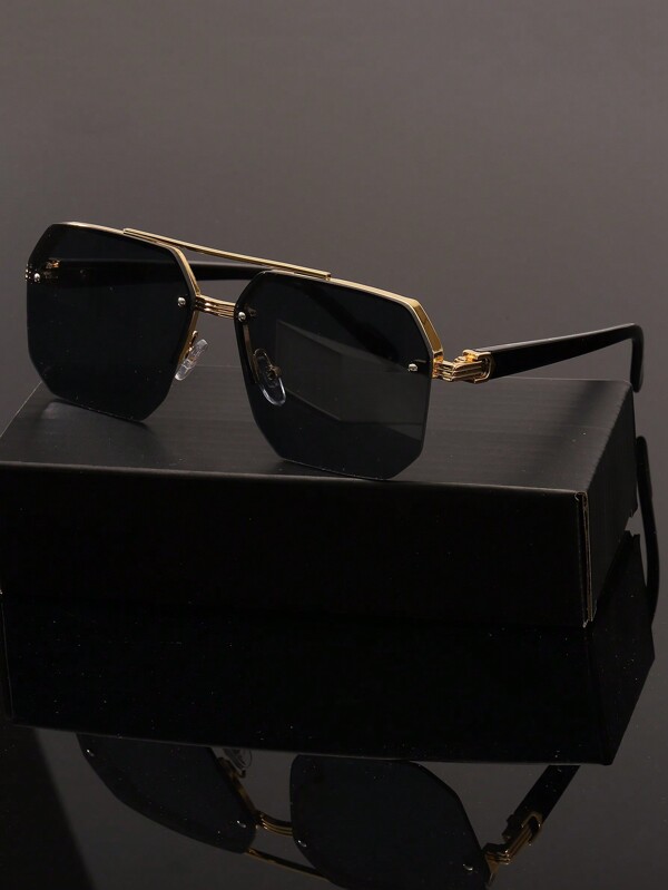 1 pieza Gafas de piloto de haz doble de estilo retro para la playa, sesiones fotográficas, accesorios de playa, gafas de sol, looks de estilo urbano, que combinan con suéteres, chaquetas, sudaderas, pantalones y pantalones cargo para el verano, la playa, al aire libre y viajes