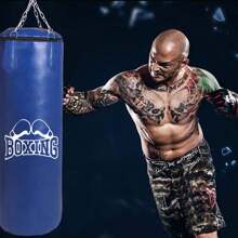 1set Unloaded Durable PU Material Boxing Training Punching Bag With Hook & Chain For Teens & Adults - Royal Blue - View 4
