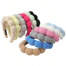 1pc Women's Simple Cloud Bun Roller Sponge High Headband For Washing Face Cute,Dopamine - Multicolor - View 8