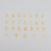 1入簡約時尚金色十字起始字母項鍊，不鏽鋼鍊，適用於女士 - 金黃色 - 查看 4