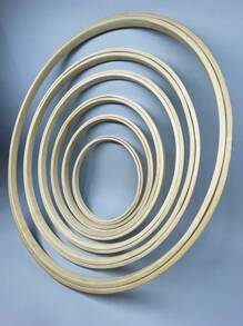 1pc No-Hoop Bamboo Embroidery Frame, Double Circle (For Cross Stitch, Dreamcatcher Or Fan Frame) - Apricot - View 1