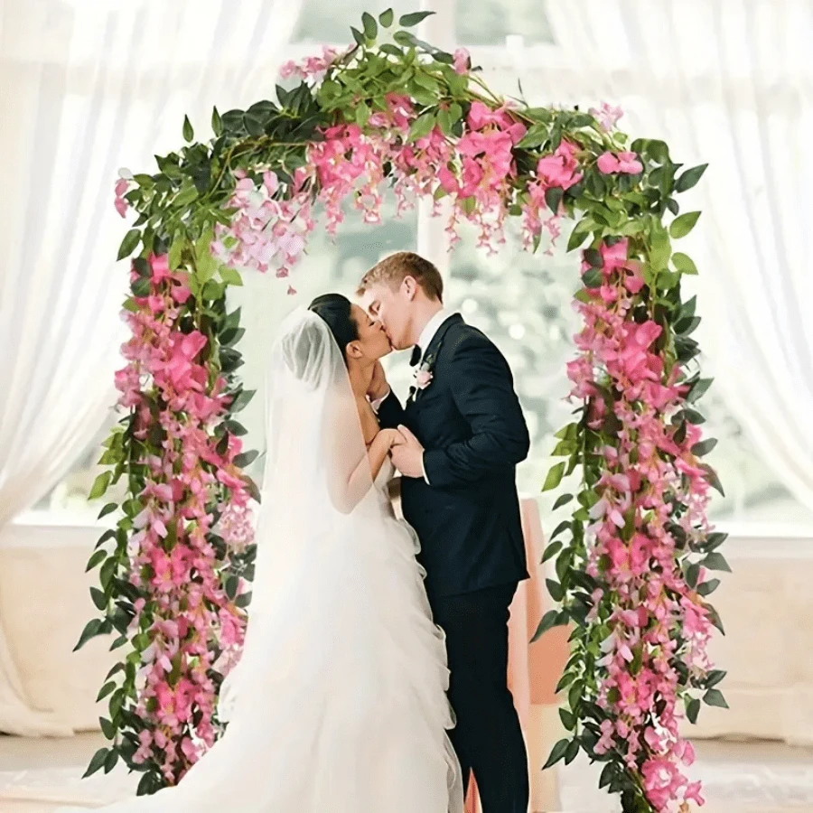 1pc Artificial Wisteria Flower Garland, Fake Wisteria Vine Rattan Hanging Flower For Home Garden