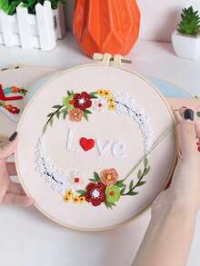 1 Set Handmade Embroidery Kit With Embroidery Hoop, Embroidery Thread And Needle For Gift Or Decoration, Random Color Of Winding Board - Multicolor - View 1