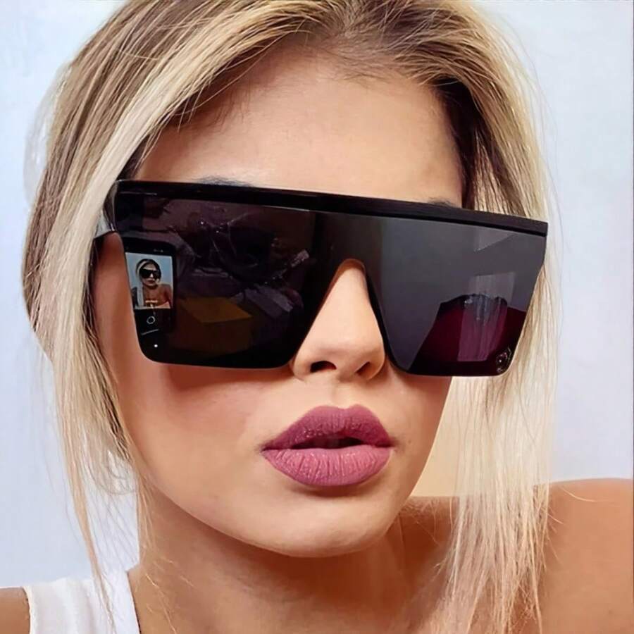New Fashion Oversized Square Sunglasses For Men And Women Vintage Big Frame Glasses UV400 Protection - Multicolor - View 1