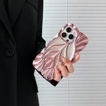 Funda de teléfono con gotas de agua transparentes con diseño de hojas 3D, funda de teléfono móvil con efecto de ondas de agua enchapada, compatible con iPhone 11 12 13 14 15 Pro Max - Multicolor - Ver 98