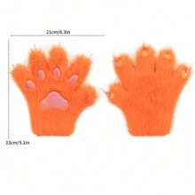Furry Fur Cat Wolf Fox Dog Fluffy Animal Paws Claws Gloves Mittens Hands Costume Cosplay For Kids Halloween