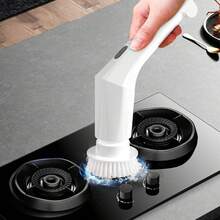 1入組電動洗刷器，附帶6個可更換刷頭，可拆卸長伸縮手柄，是家庭清潔的好幫手 - 彩色 - 查看 9
