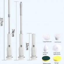 1入組電動洗刷器，附帶6個可更換刷頭，可拆卸長伸縮手柄，是家庭清潔的好幫手 - 彩色 - 查看 5