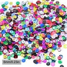 1400 sztuk Mieszane kolory cekinów 6 mm okrągłe luźne cekiny z PVC do rękodzieła, szycia, akcesoriów do majsterkowania, dekoracji odzieży, ślubu, uroczystości bożonarodzeniowych