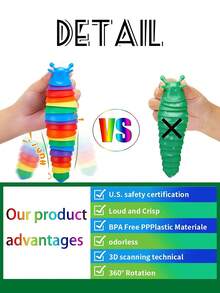 1入組彩色毛毛蟲減壓玩具，聚會禮物，壓力緩解玩具 (隨機顏色) - 彩色 - 查看 3