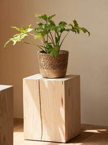Nueva maceta tejida de paja de mar estilo nórdico, maceta de ratán, cesta de decoración del hogar, cesta de almacenamiento de plantas multifuncional para el jardín (el tamaño real puede variar ligeramente)