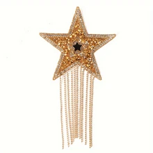 1 grote, nieuwe, veelkleurige, vijfhoekige stervormige kwast
met kristallen strass-steentjes voor hittereparatie, decoratief strijkijzer
voor kleding, schoenen en hoeden, en DIY-patroonaccessoires voor bagage