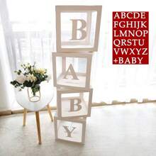 Boîtes à ballons transparentes avec 30 lettres - Décorations de douche pour 1er anniversaire, shower de mariée, décoration de fête de révélation de genre - Boîte cadeau de faveurs réutilisables
