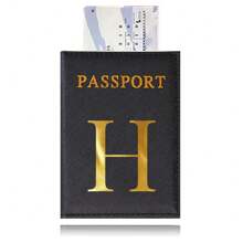Hot Passport Cover PU Leather Card Case For Women  Initials A To Z Letter Pattern Passport Holder Lovers Men Air Plan Travel Passport Sleeve Business Passport Holder ID Cover Unisex Card Slim Passport RFID Card Case Cover Travel Accessories - Black - View 8
