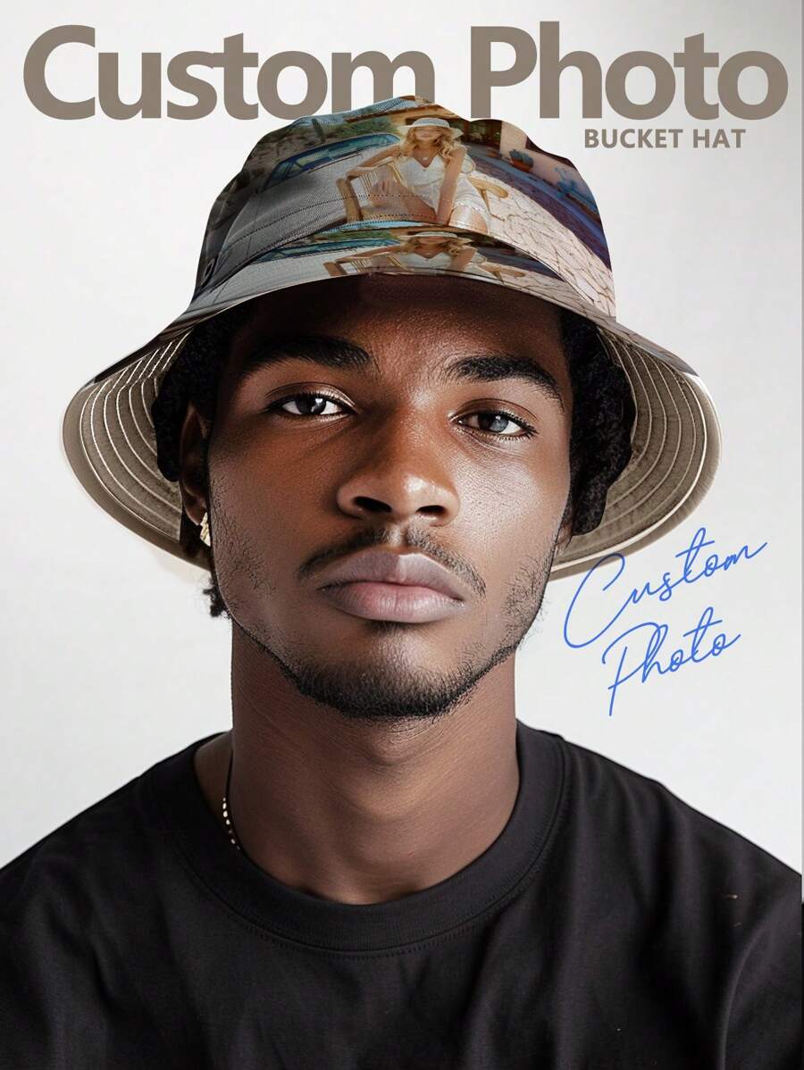 1入組自訂照片男女兩用漁夫帽，個性化漁夫帽，照片自訂男女兩用漁夫帽，派對個人化夏天帽，定制寬邊戶外夏季帽，單身派對禮物，情人節禮物，生日禮物，母親節禮物，父親節禮物，最好的朋友禮物，給母親/父親/她/他/女友/男友的禮物 - 自訂文字 - 查看 1